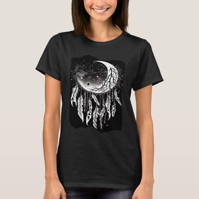 Dreamcatcher Moon Boho Artwork  2 T Shirt (Framsida)
