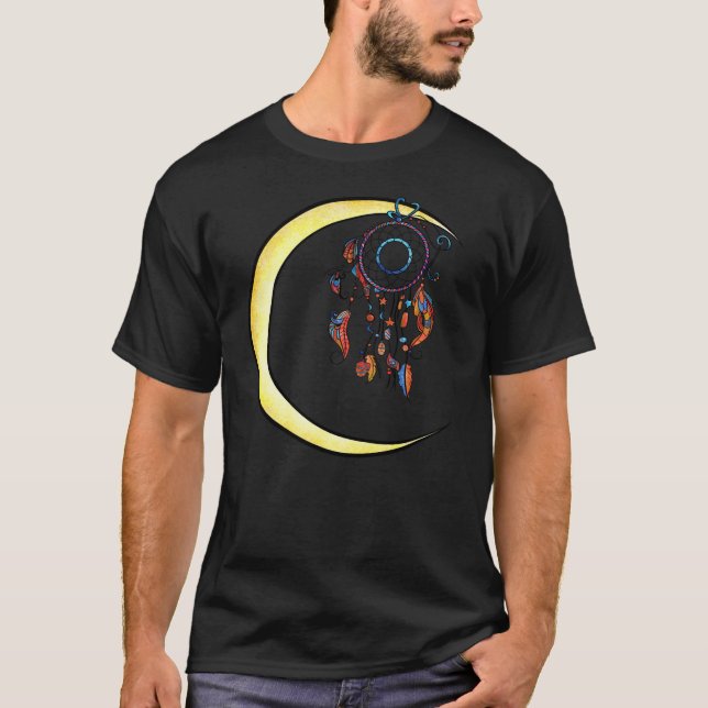 Dreamcatcher Native American Hoop Design T Shirt (Framsida)