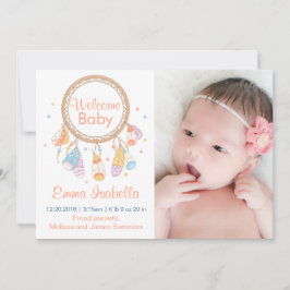 Dreamcatcher Nyfödd bebis Newborn Birth Notice Meddelande