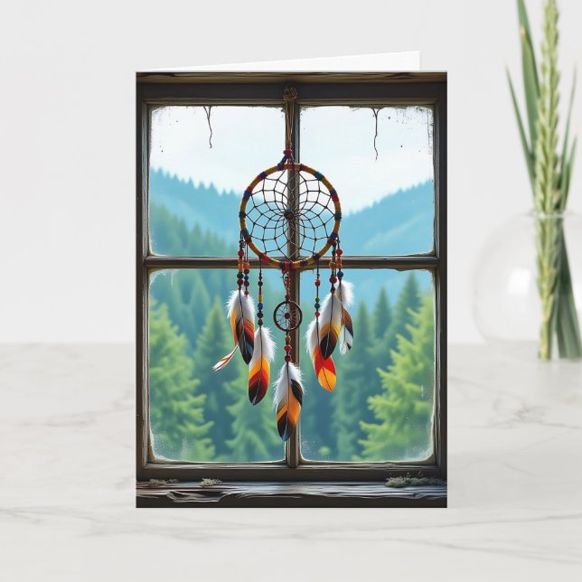 Dreamcatcher och berg | Grattis på födelsedagen Kort (Framsida)