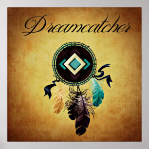 Dreamcatcher på en Golden Grunge-bakgrund Poster