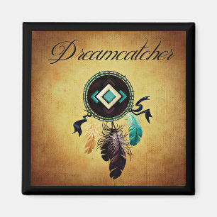 Dreamcatcher på en Guld-grunge-bakgrund Magnet