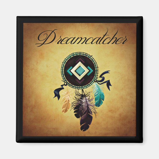 Dreamcatcher på en Guld-grunge-bakgrund Magnet (Framsidan)