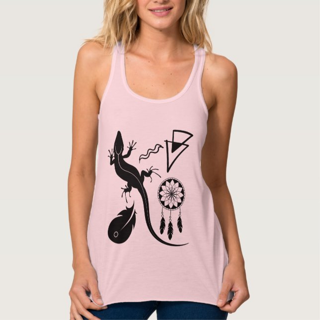 Dreamcatcher - Petroglyph Symbols Southwest Linne Med Racerback (Framsida)