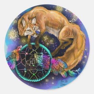 DreamCatcher räv Runt Klistermärke