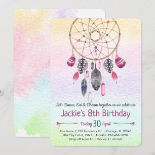 Dreamcatcher Slumber Party Birthday Inbjudningar