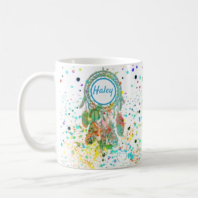 Dreamcatcher splatter personalized  coffee mug kaffemugg (Vänster)