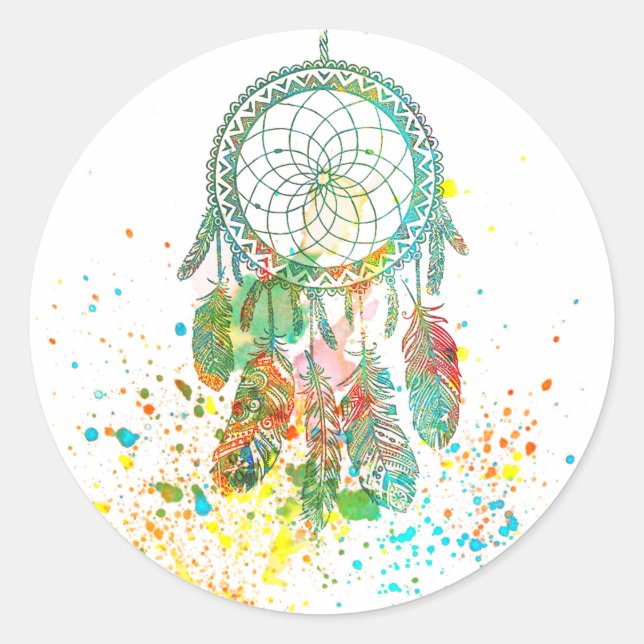 Dreamcatcher splatter runt klistermärke (Framsida)