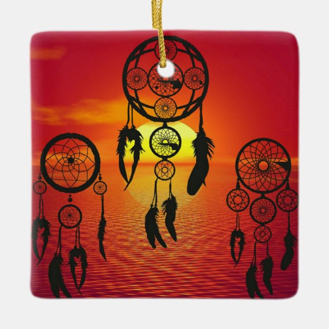 Dreamcatcher Sunset Julgransprydnad Keramik (Framsida)