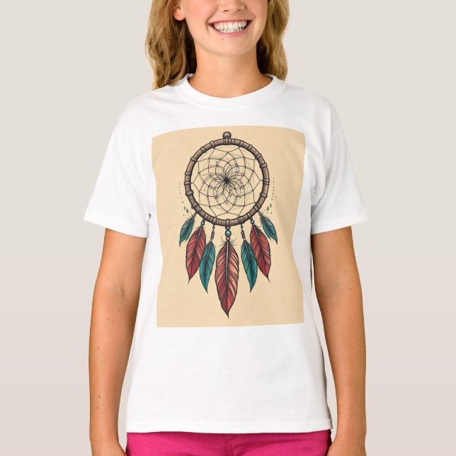 Dreamcatcher Tattoo Sketch - Polynesien-Inspired D T Shirt (Framsida)