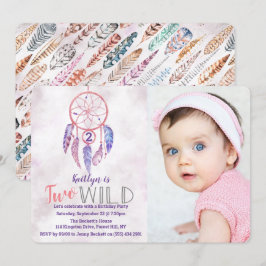 Dreamcatcher Två Vilders foto-födelsedagsinbjudnin Inbjudningar