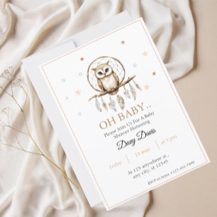 Dreamcatcher Uggla Baby Shower-inbjudan Inbjudningar