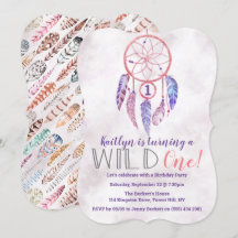 Dreamcatcher Vild 1:a födelsedagsinbjudan