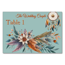 Dreamcatchers i ett bohemskt tema bordsnummer