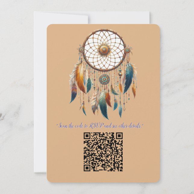 Dreamcatchers i ett bohemskt tema inbjudningar (Baksida)