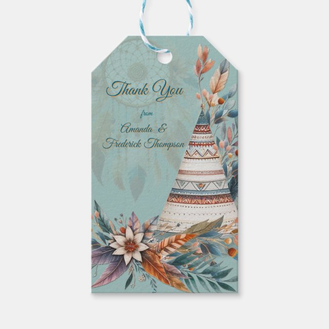 Dreamcatchers i ett bohemskt tema presentetikett (Framsidan)