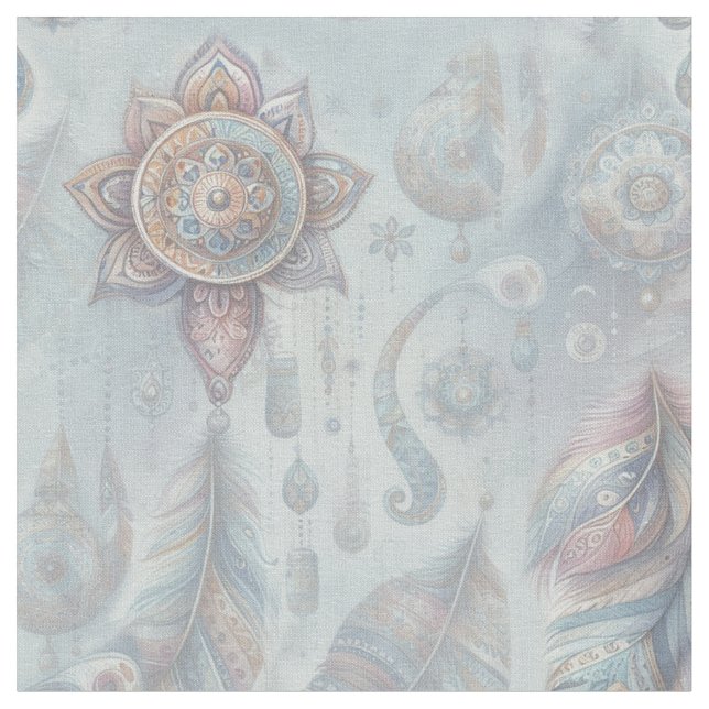 Dreamcatchers i ett bohemskt tema tyg (Närbild)