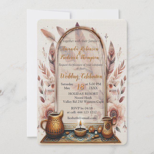 Dreamcaters i ett bohemiskt tema inbjudningar (Framsida)