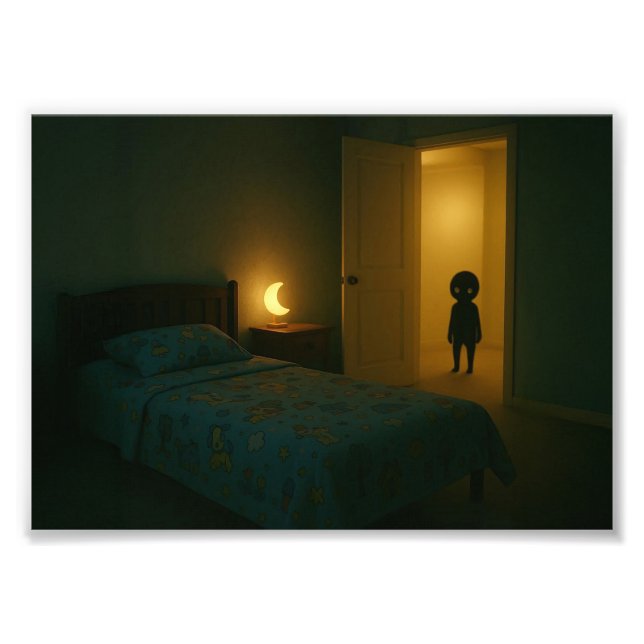 Dreamcore Bedroom med Entity - Liminal Space Fototryck (Framsidan)