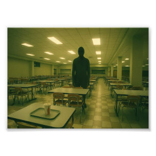 Dreamcore School Cafeteria med Entity - Liminal Fototryck