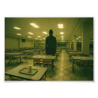 Dreamcore School Cafeteria med Entity - Liminal Fototryck