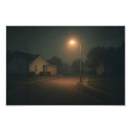 Dreamcore Suburban Night Street med Streetlight Fototryck