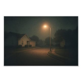 Dreamcore Suburban Night Street med Streetlight Fototryck