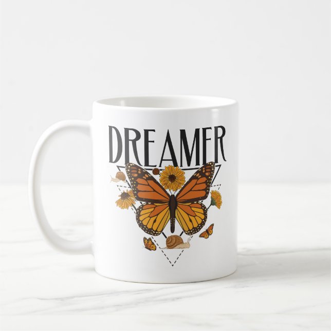 Dreamer Butterfly Cute Inspirational Butterfly Kaffemugg (Vänster)