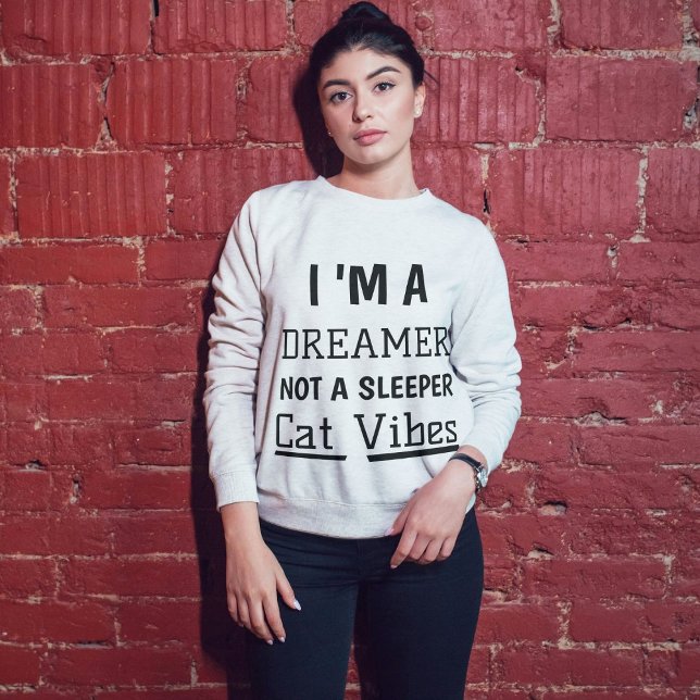Dreamer Cat Vibes Cute Modern Quote Personlig T Shirt (Skapare uppladdad)