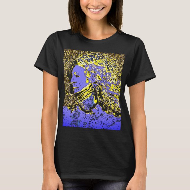 "Dreamer Girl" i Light Lila Blue Guld Design T Shirt (Framsida)