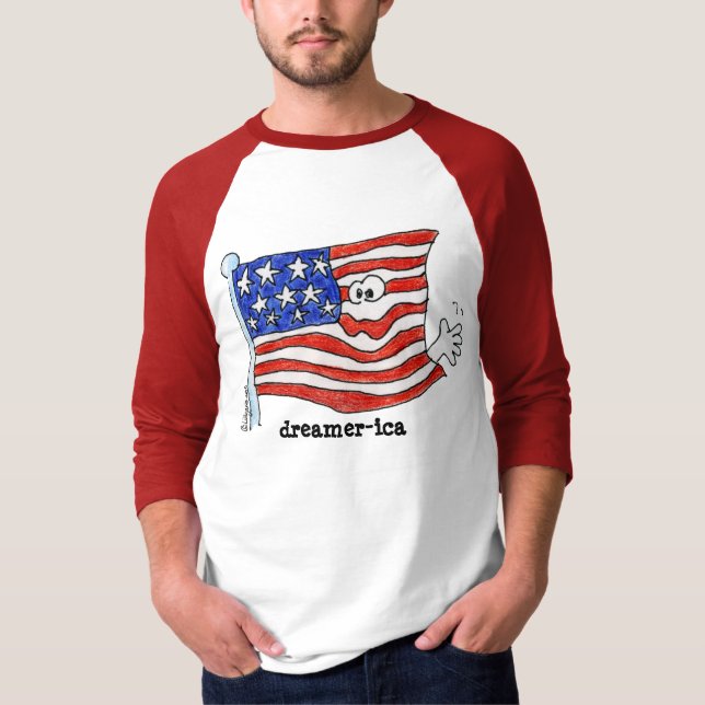 Dreamer-ica Flagga Tecknad T Shirt (Framsida)