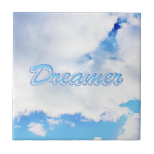 Dreamer Puffy White Clouds och Blå himmel Kakelplatta