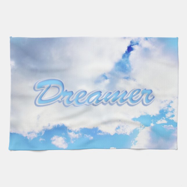 Dreamer Puffy White Clouds och Blå himmel Kökshandduk (Horisontell)