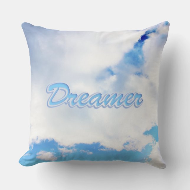 Dreamer Puffy White Clouds och Blå himmel Kudde (Framsida)