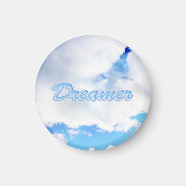 Dreamer Puffy White Clouds och Blå himmel Magnet (Framsidan)