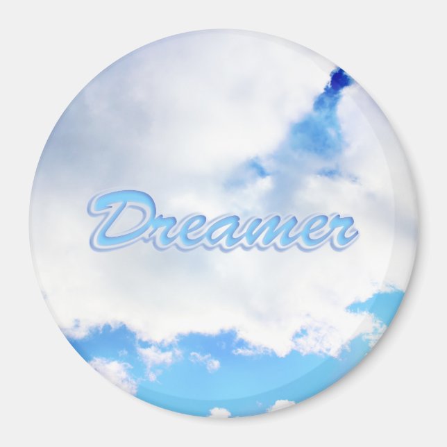 Dreamer Puffy White Clouds och Blå himmel Magnet (Framsidan)