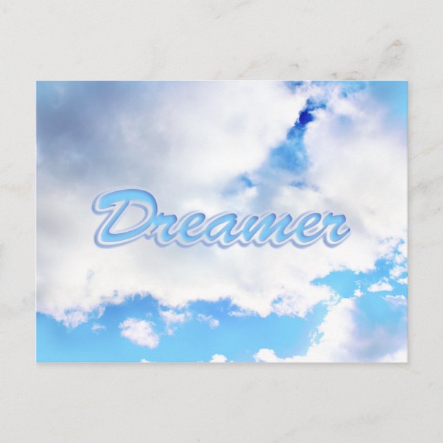 Dreamer Puffy White Clouds och Blå himmel Vykort (Framsida)