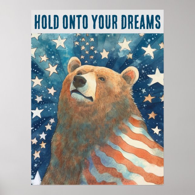 Dreamer Stars och stripes Bear Poster (Framsidan)