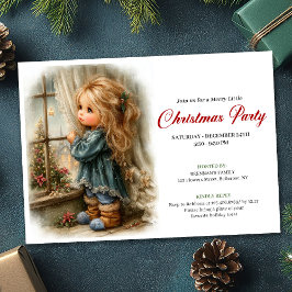 Dreamful Little Girl Awaiting Santa Editable Inbjudningar