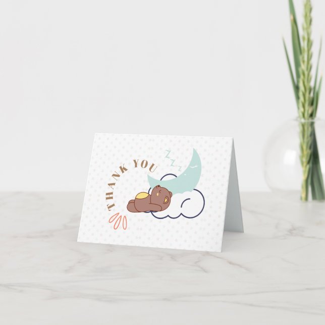 Dreaming Baby Bear on Cloud Baby Shower Tack Kort (Framsida)