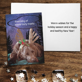 Dreaming Chocolate Lab med Antlers-foto Helgkort