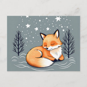 Dreaming Fox Night Himmel Vykort