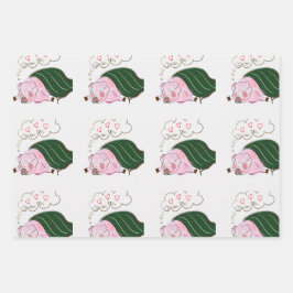 Dreaming Gris i en Blanket Wrapping Papper Lakan S