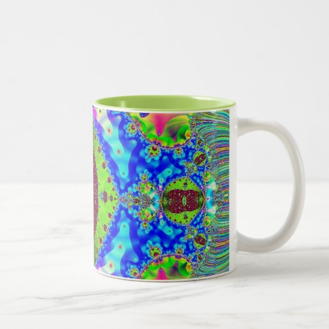 Dreaming i Färg - Geometric Fractal Design Två-Tonad Mugg (Höger)