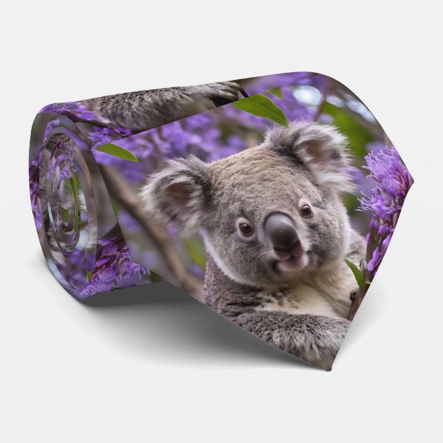 "Dreaming in Lila: A Koala i Jacaranda Träd Slips (Rullad)
