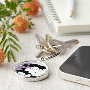 "Dreaming in Lila" Geometric Art Rund Silverfärgad Nyckelring
