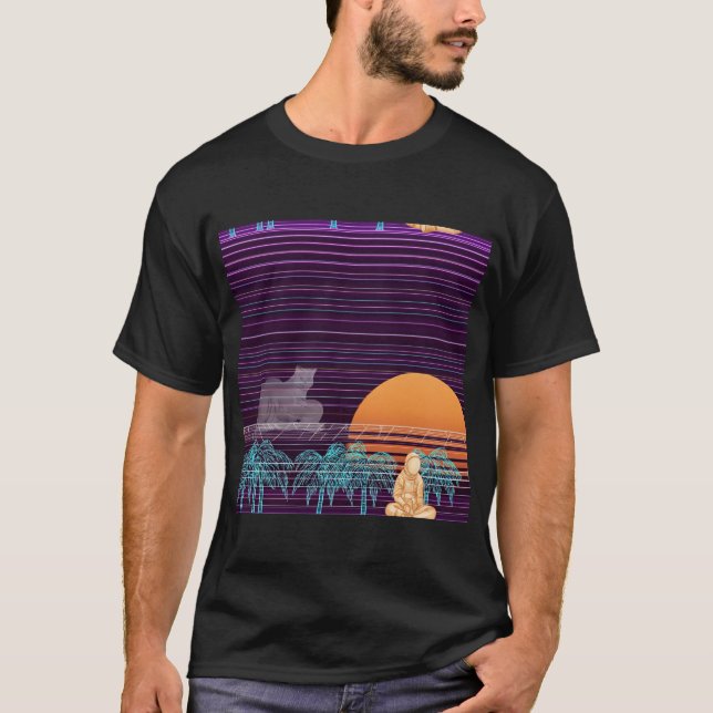 Dreaming in Neon: Cat and Astronaut T Shirt (Framsida)