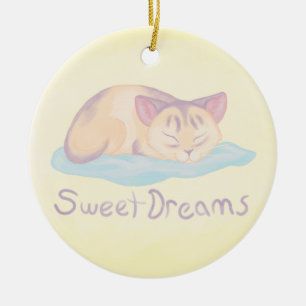 Dreaming Kitten Julgransprydnad Keramik