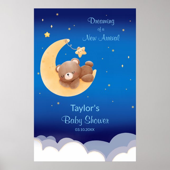 Dreaming Of A New Arrival Teddy Bear Baby Shower Poster (Framsidan)