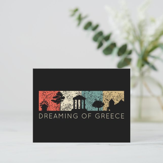 Dreaming of Greece Retro Distress Vykort (Stående Fram)